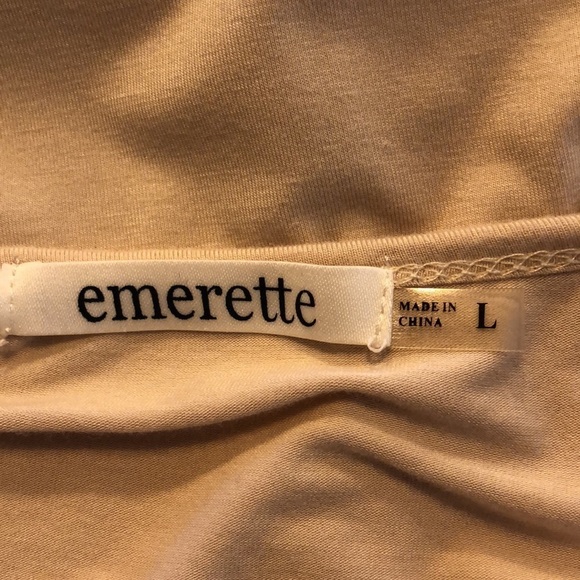 Emerette Deep V Neck Long Sleeve Soft Basic Jersey Knit Top Size Large - Picture 10 of 10